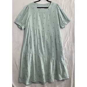 SWEET SALT Women Gauze Dress Sz XL Green Farmhouse Short Sleeve Casual 57-8